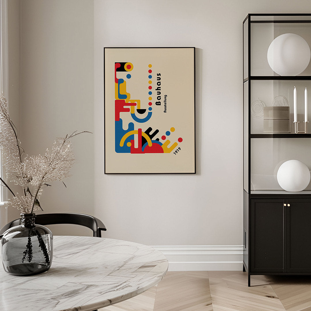 Vormen en kleurvlakken – geometrische Bauhaus poster in staand formaat