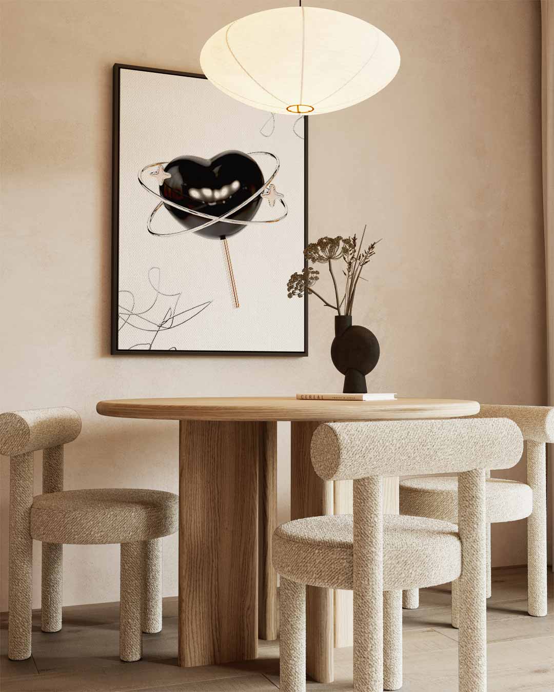 Ruimtelijk Hart Lollyart – canvas wanddecoratie in portret formaat