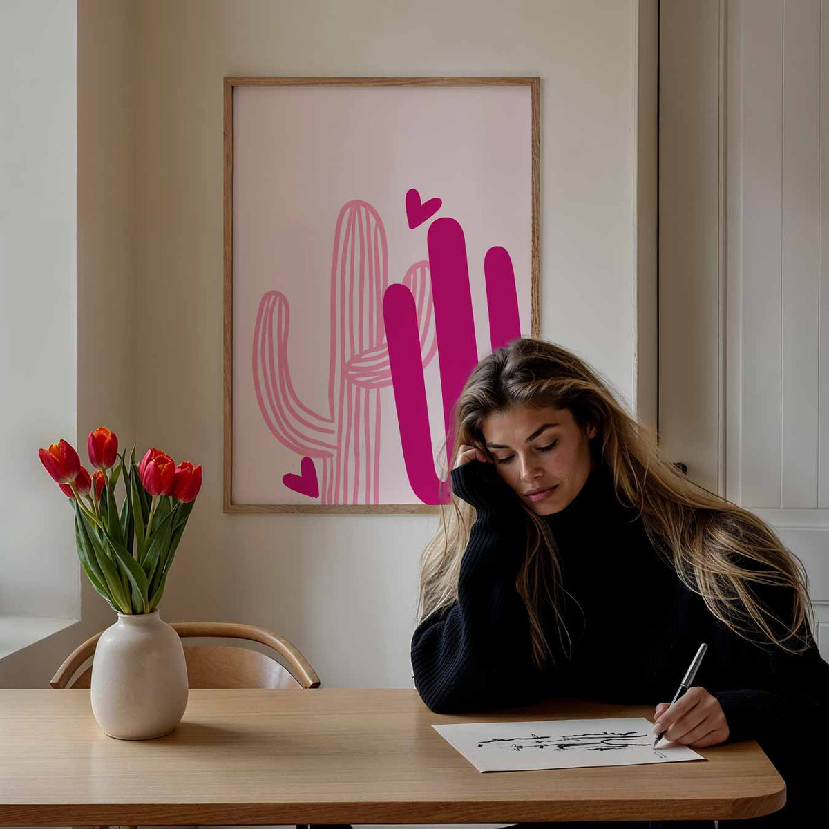 Vrolijke Cactus Harten – paasposter in staand formaat