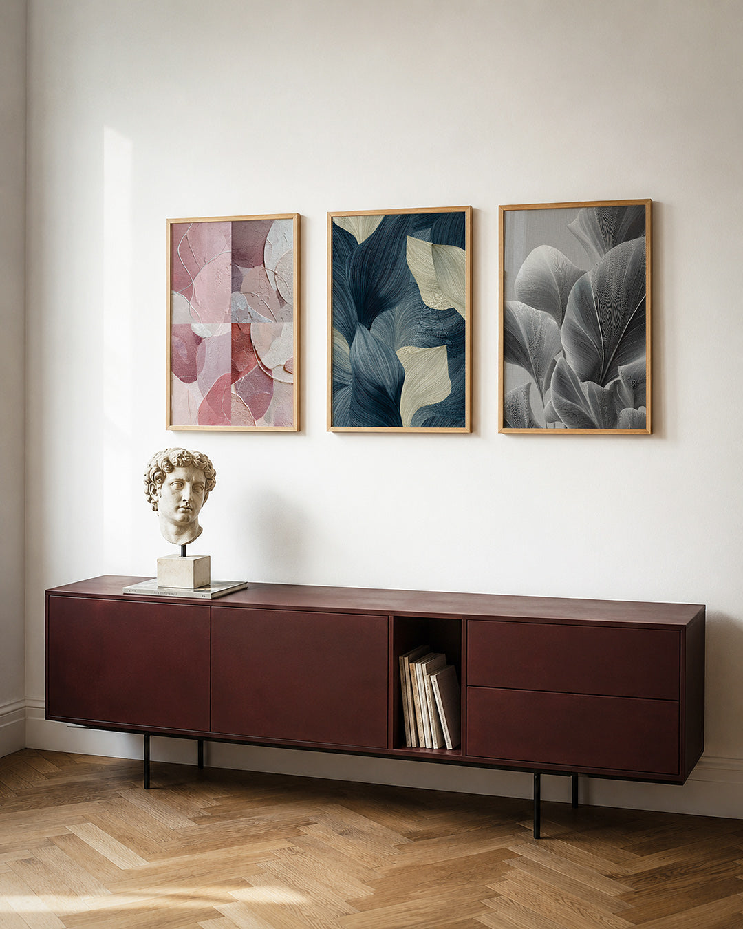 Zachte kleurvlakken posterset – detailweergave – deze posterset in drie delen toont een spel van ronde