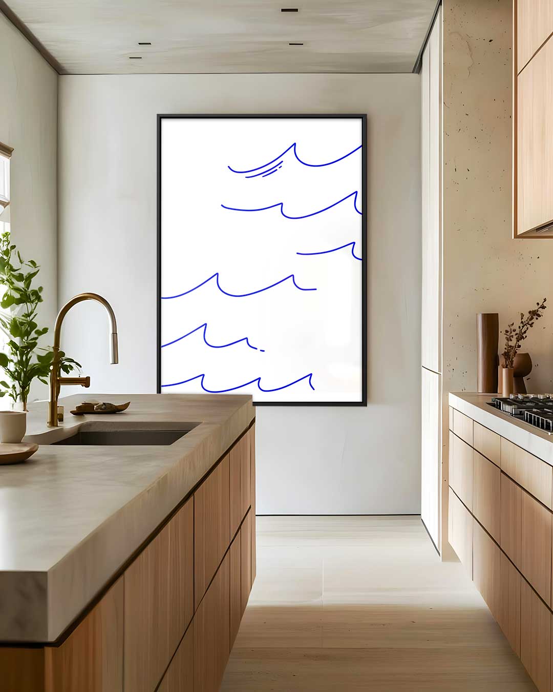 Blauwe Golven – staand kunstwerk voor modern interieur