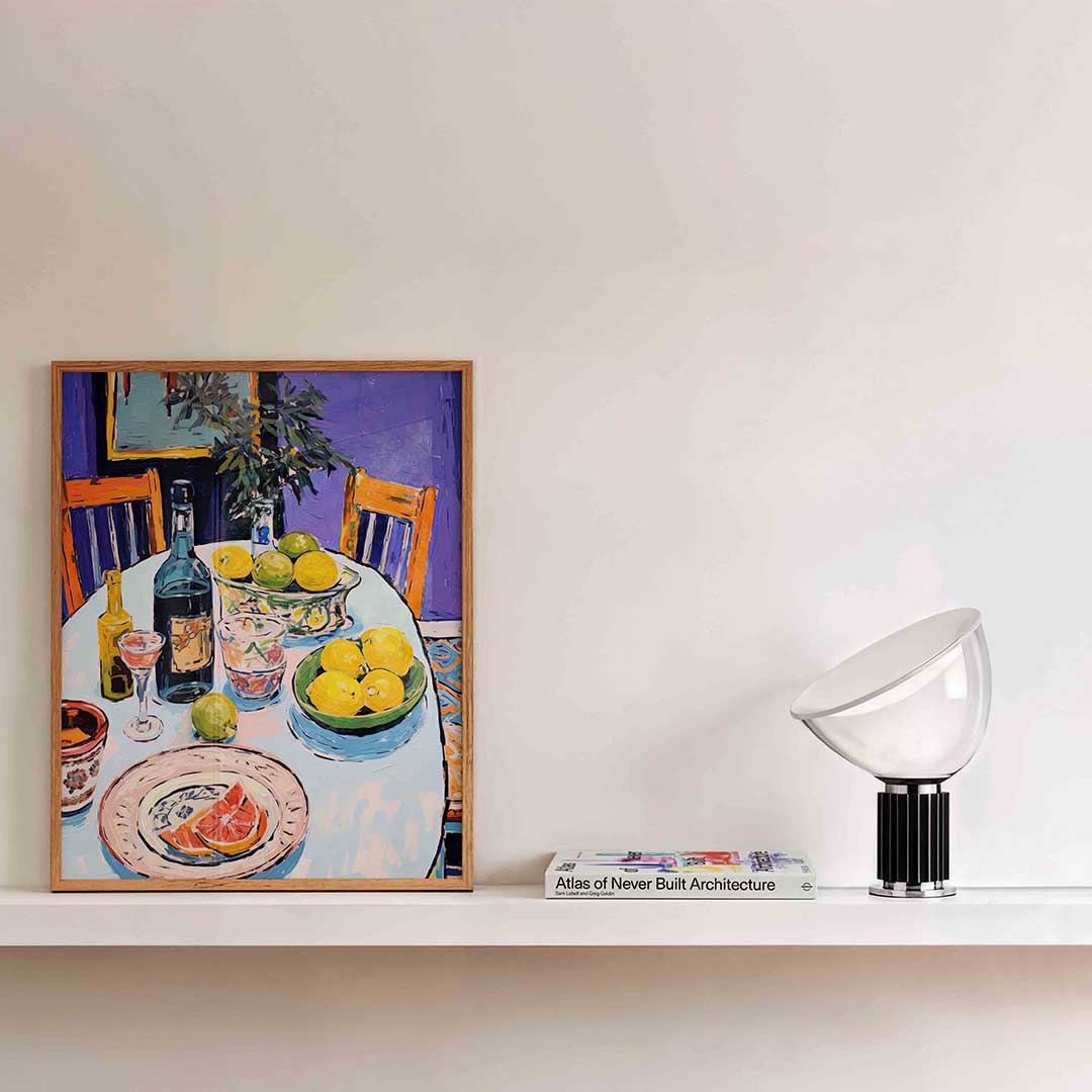 Stilleven met citrus – kleurrijke illustratie als portret poster