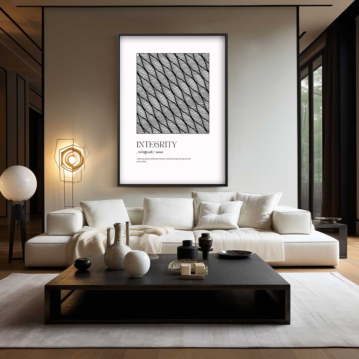 Geometrische Integriteit Wandkunst – kunstwerk met zwarte baklijst