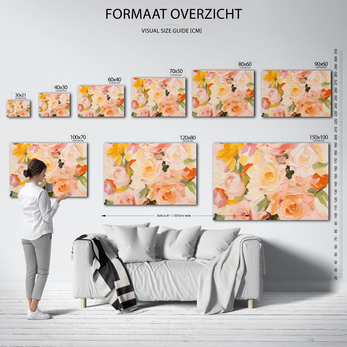 Bloemen in zachte tinten – liggende muurposter met bloemen