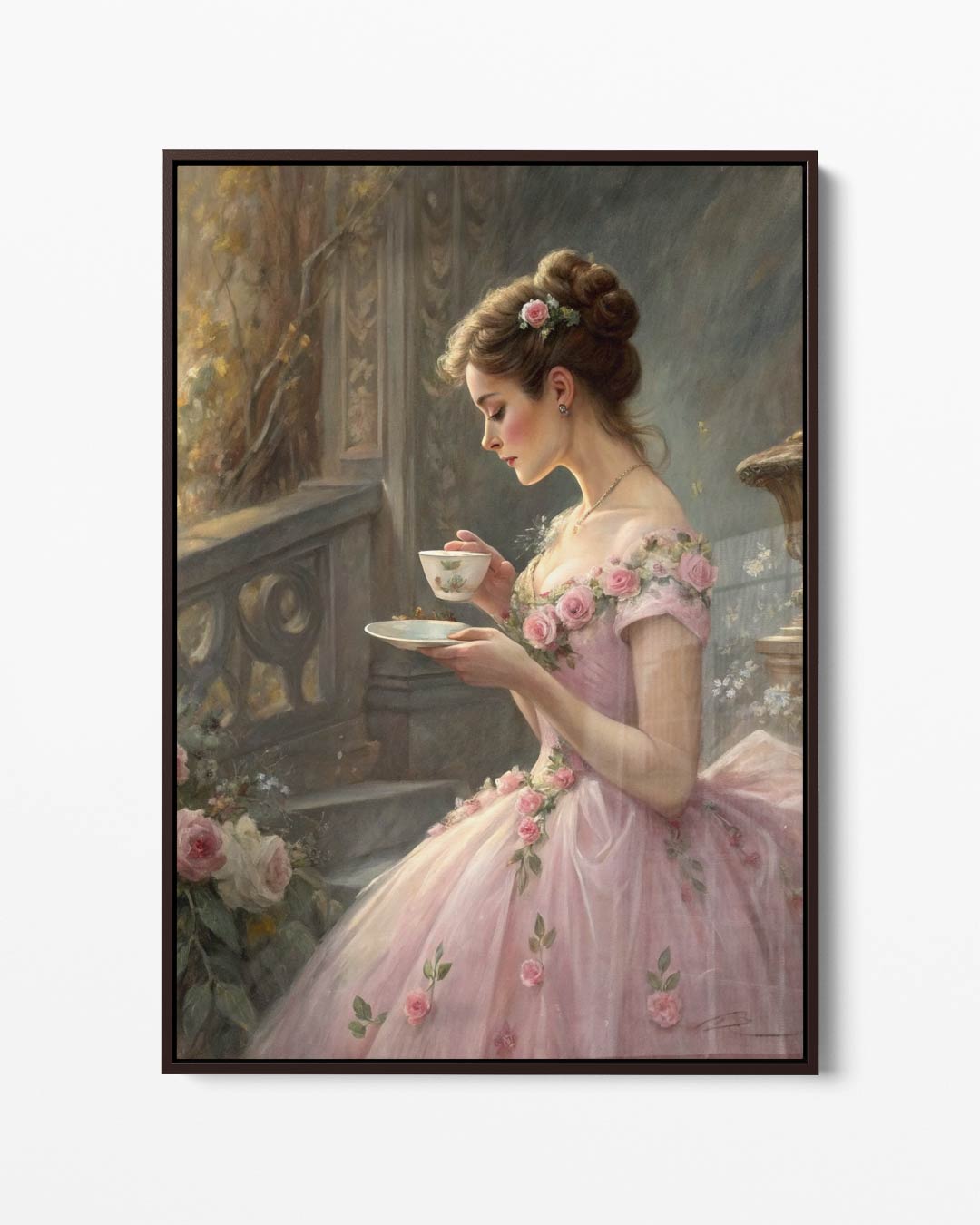 Dromerige Theetijd – portret kunstwerk als wanddecoratie