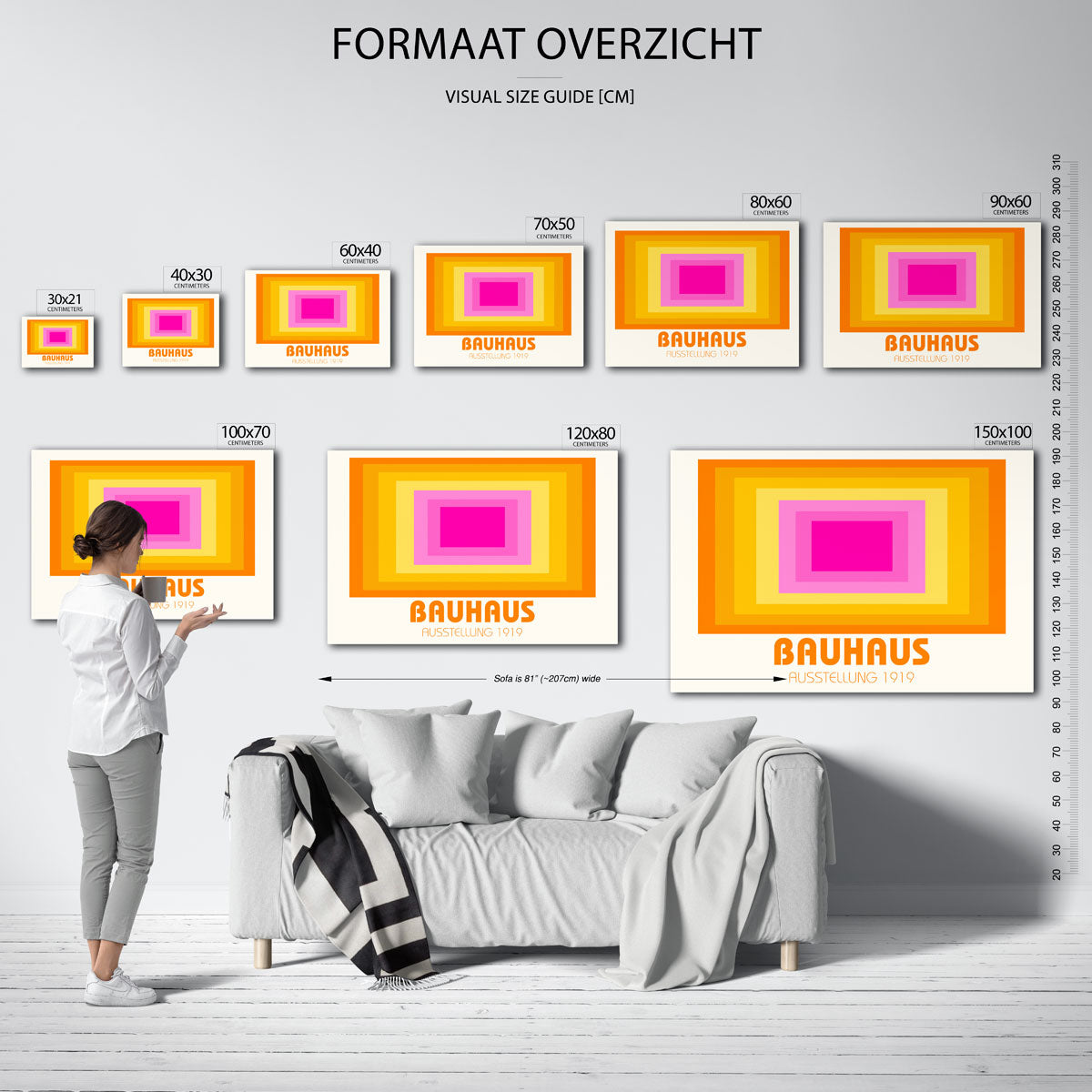 Kleurvlakken ritme – geometrische poster in Bauhaus-stijl van WallArtistic