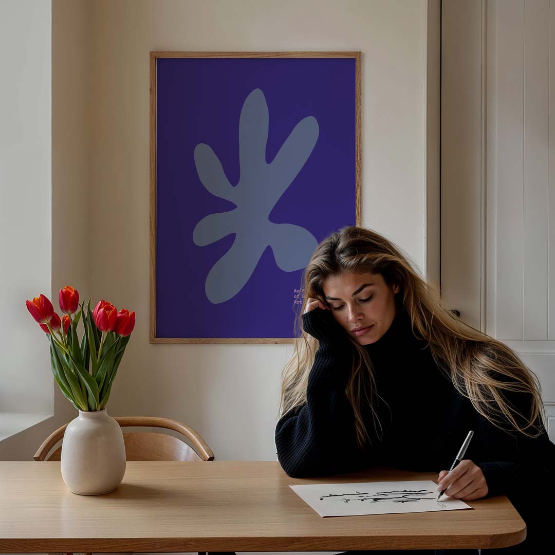 Botanische Kunsttentoonstelling – staande muurposter met kleurrijke abstracte vormen