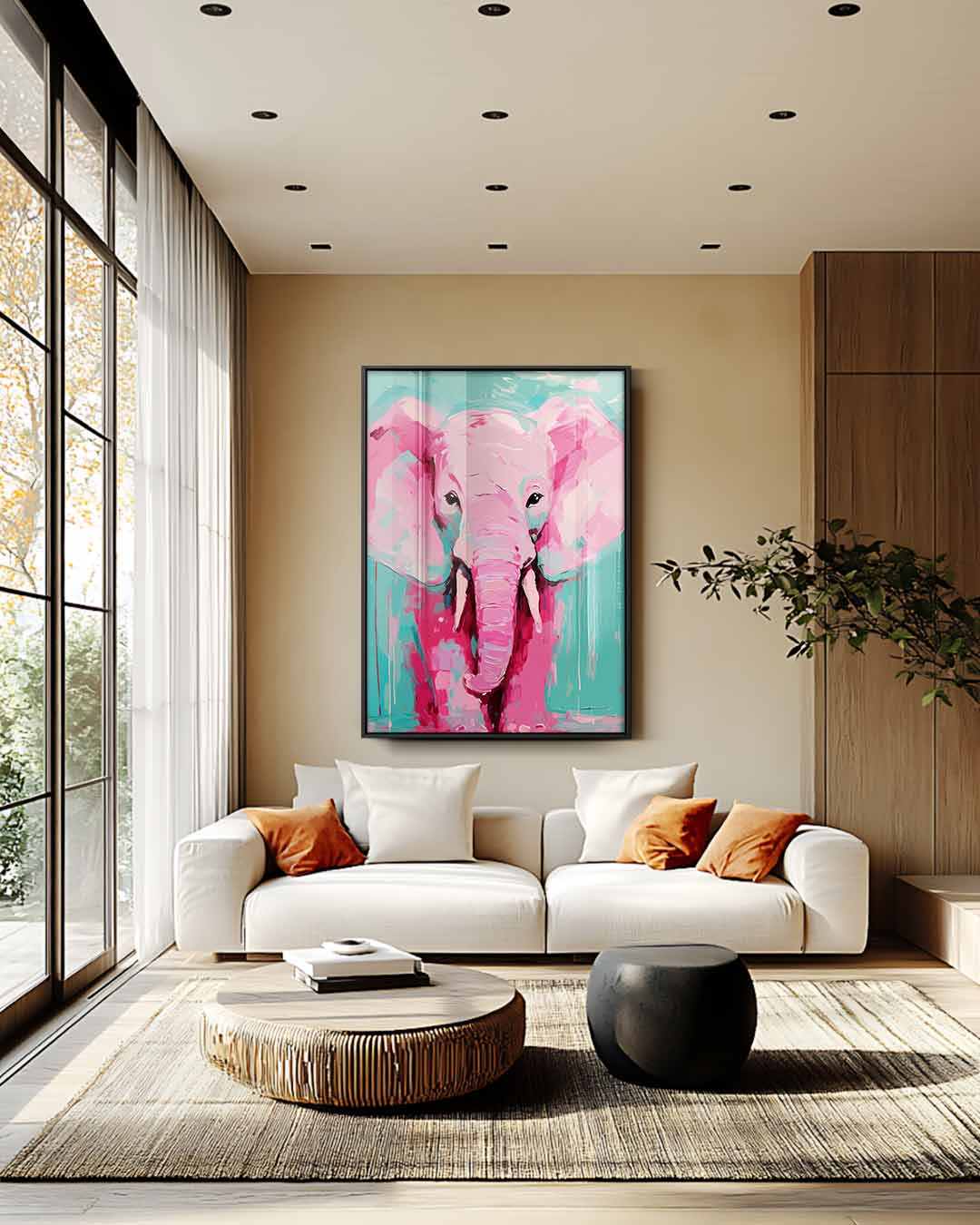 Kleurrijke Olifantenkunst – modern portret kunstwerk van WallArtistic