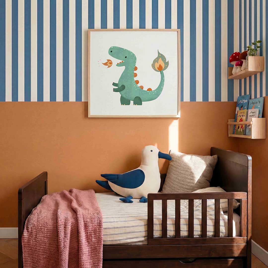 Groene dinosaurus – kids poster in vierkant formaat