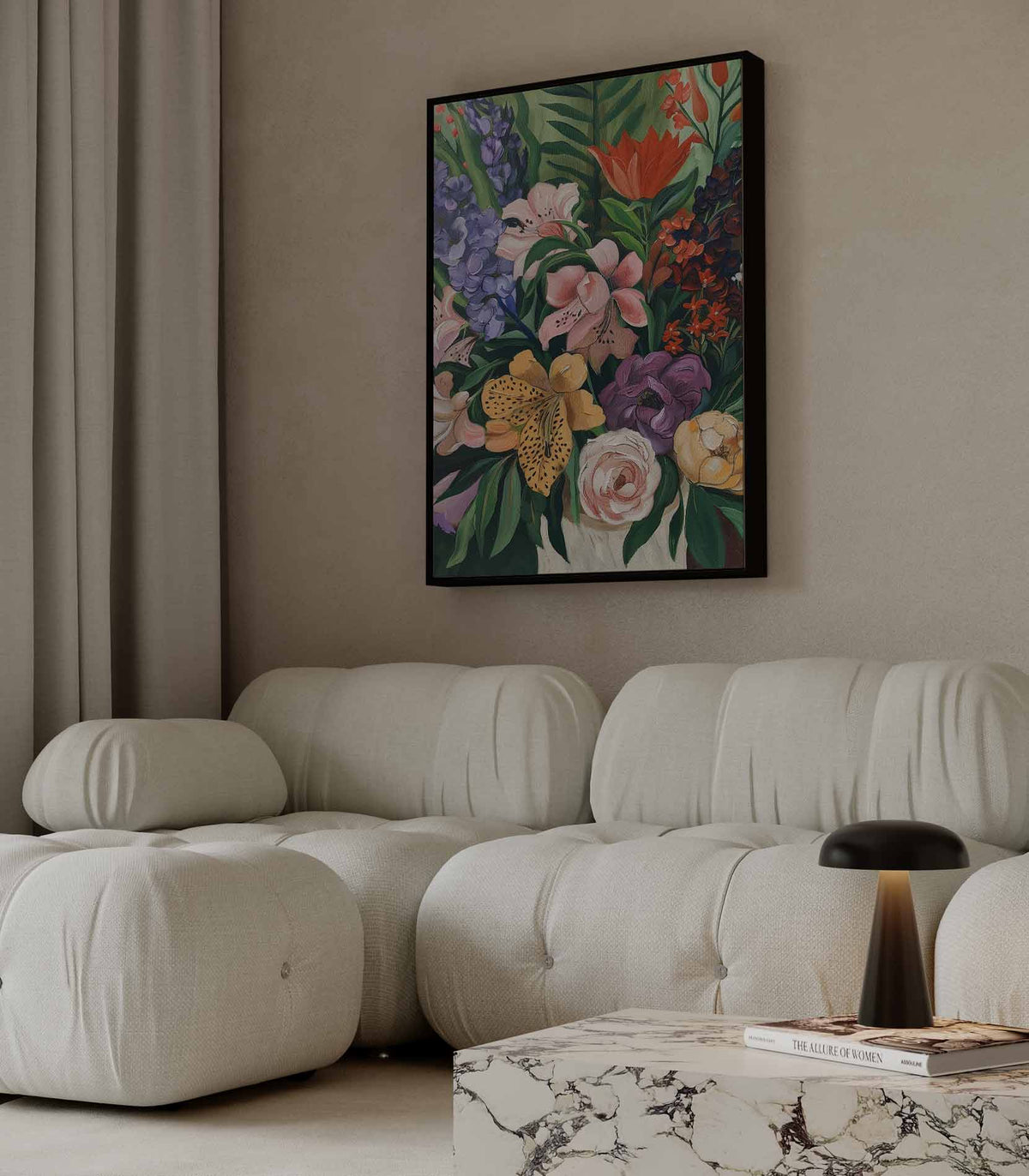 Bloemrijke Fantasie – staande wandkunst voor woonkamer of interieur