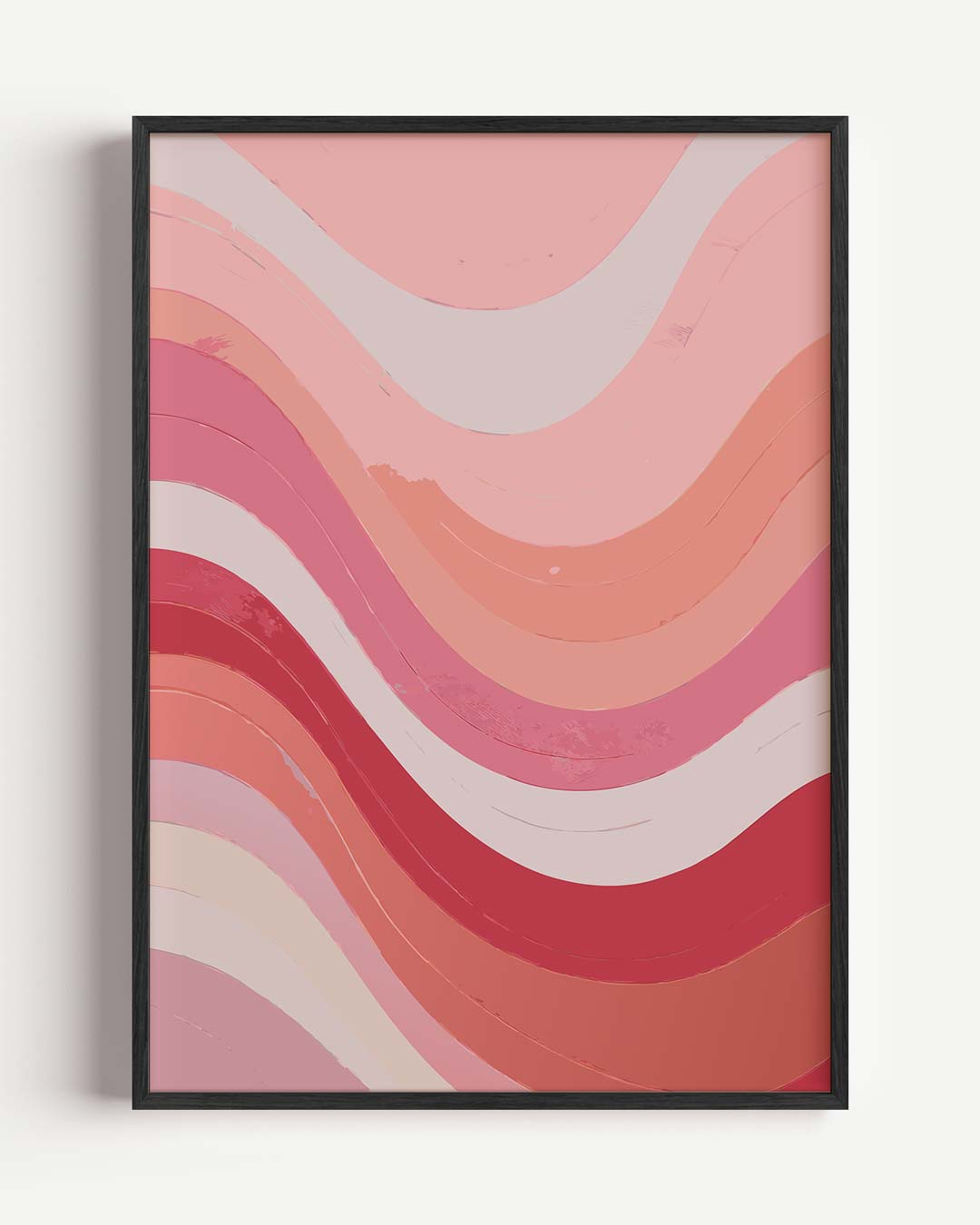 Vrolijke Golven in Roze – kleurrijke abstracte portret poster als wanddecoratie