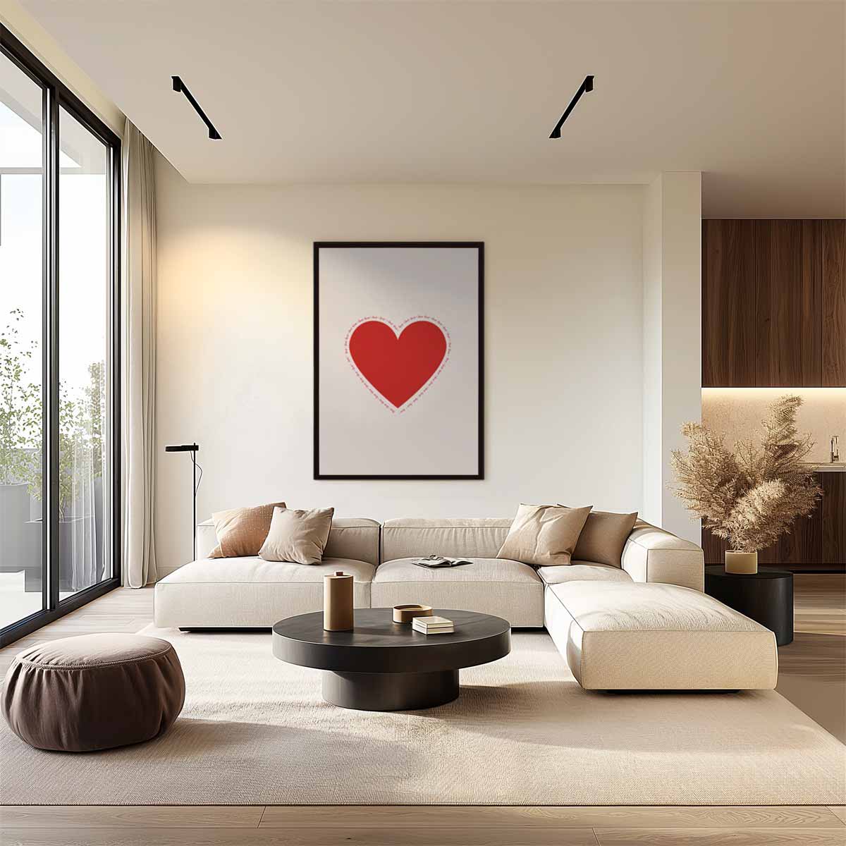 Rood Hart met Liefdevolle Rand – canvas wanddecoratie in portret formaat