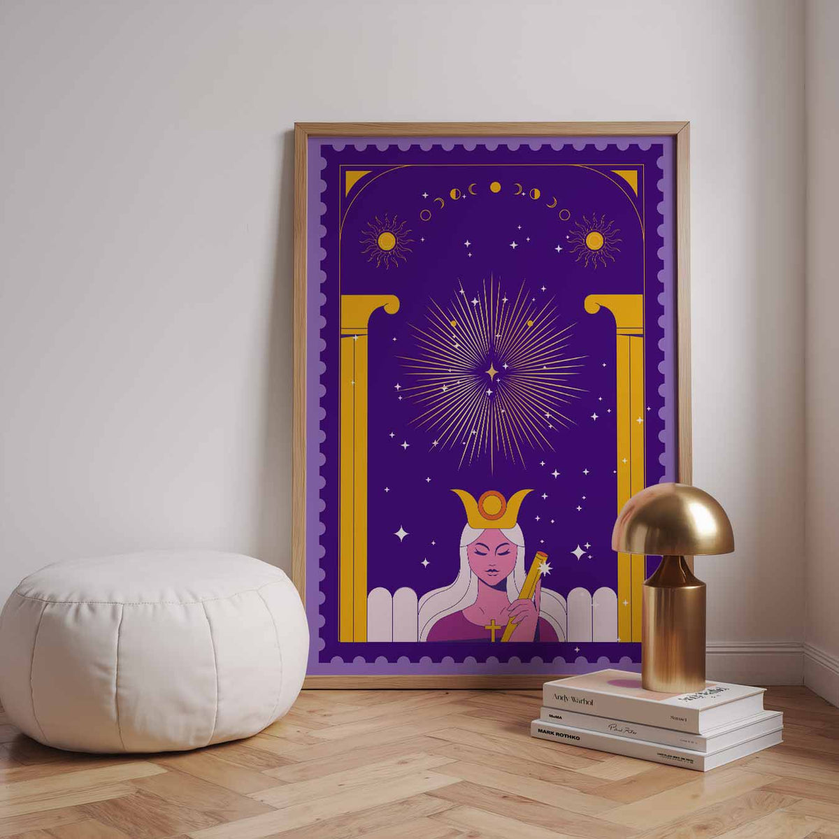 Mystieke Maangodin – staande muurposter met mindful uitstraling