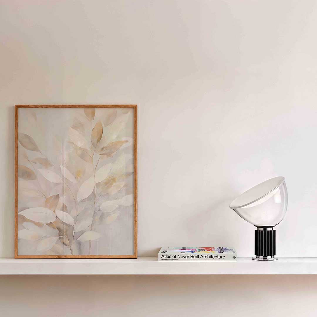Bladeren in zachte tinten – bloemen wandkunst als portret poster
