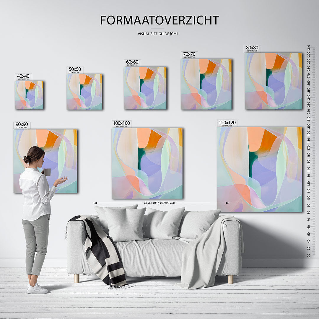 Vloeiende kleuren compositie kunstwerk – materiaalweergave – dit werk toont een dynamische compositie van vloeiende vormen in