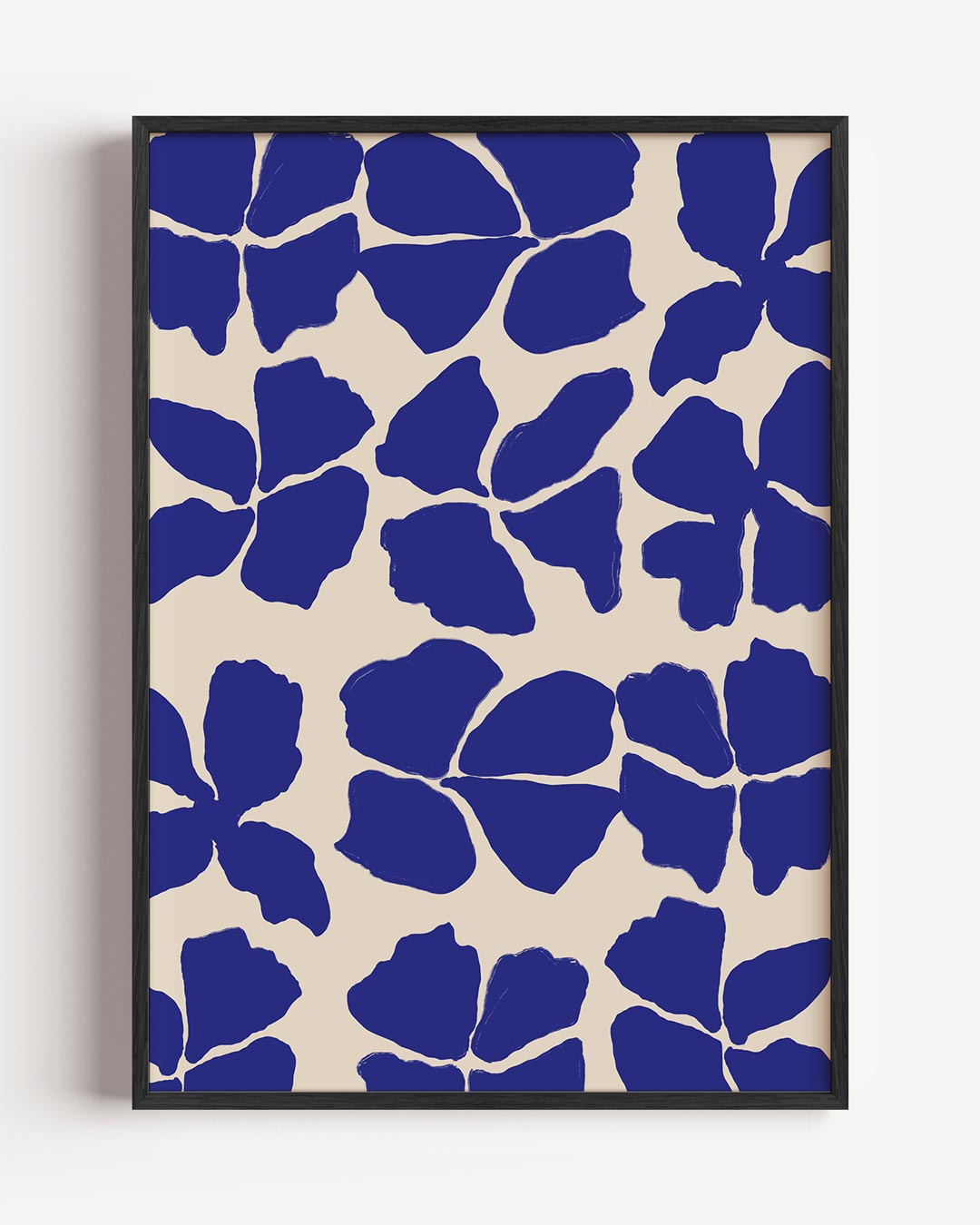 Blauwe Bloemenprint – kleurrijke abstracte portret poster als wanddecoratie