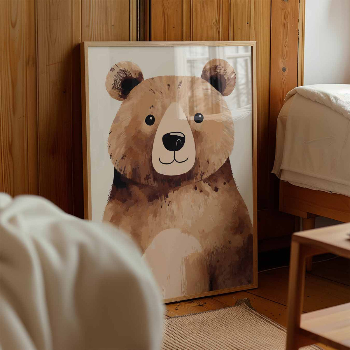 Schattige Bruine Beer – kinderposter in staand formaat