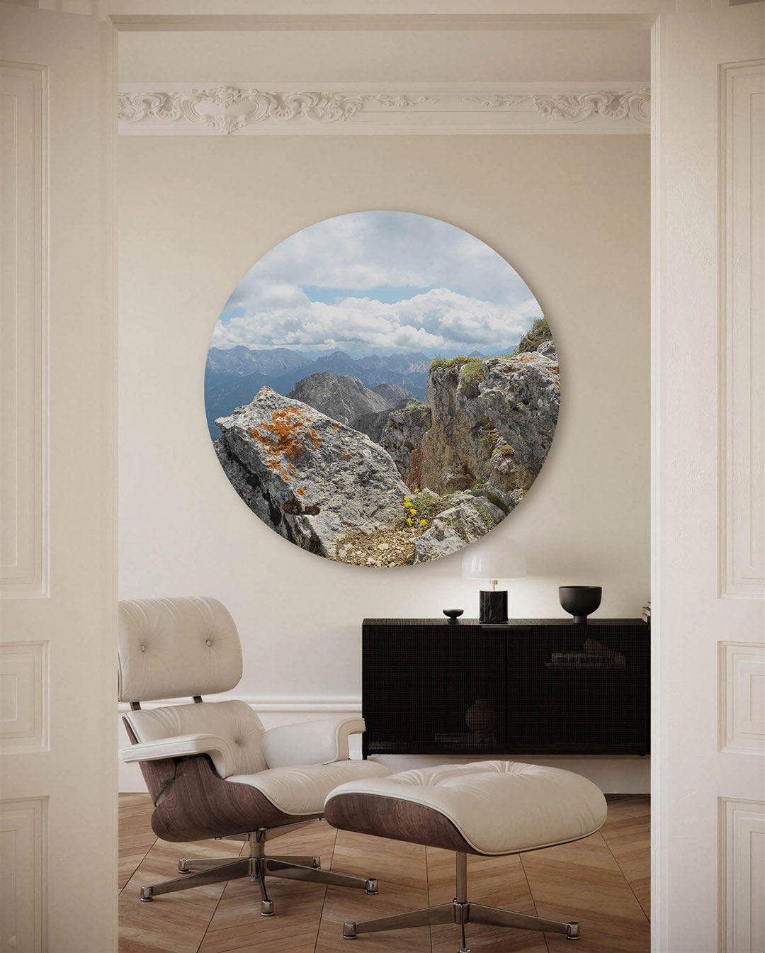 Berglandschap – fotografische muurcirkel voor aan de muur