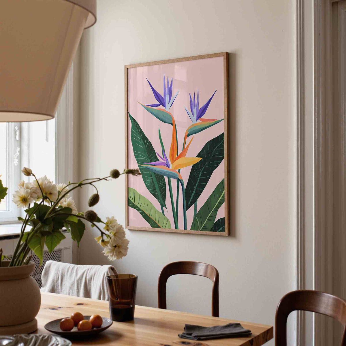 Tropische bloemen – eigentijdse illustratie poster in staand formaat