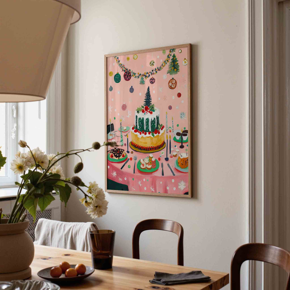 Feestelijke taart en decoratie – kerstposter in staand formaat