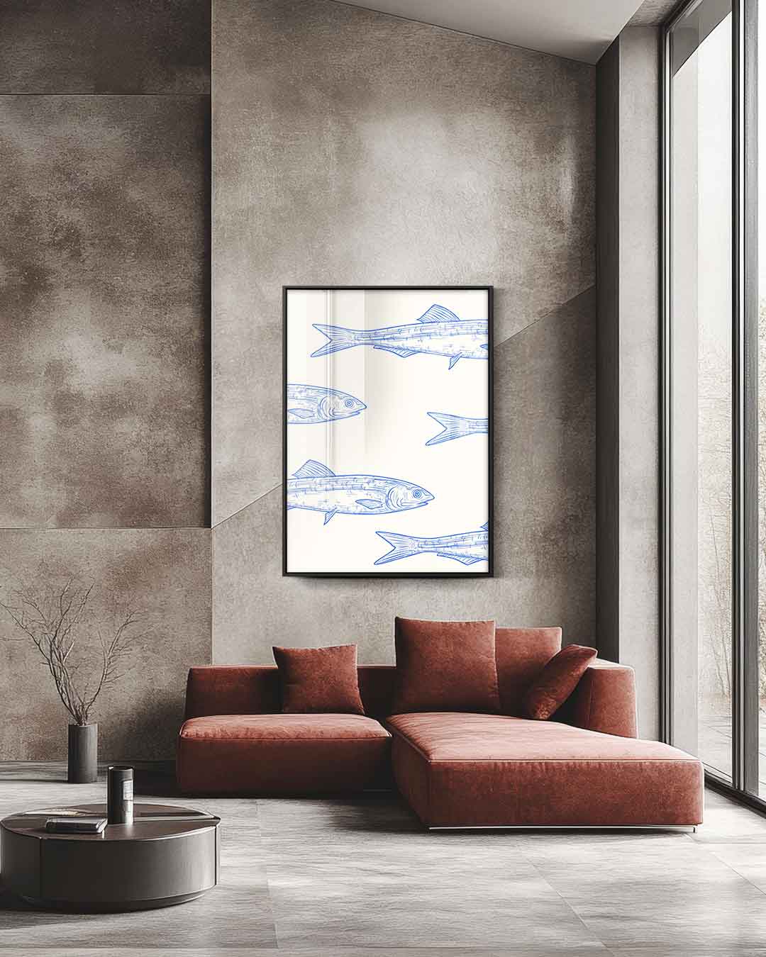 Kunstzinnige Vissenpatroon – staande wandkunst voor woonkamer of interieur