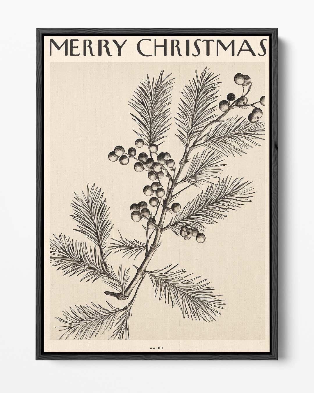 Vintage Kersttak Illustratie – portret kunstwerk als wanddecoratie