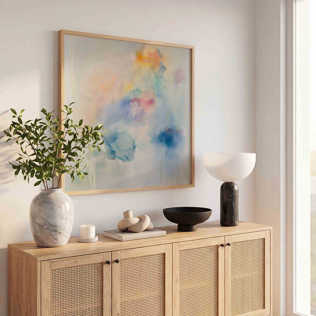 Abstracte kleurencompositie – kleurrijke poster in vierkant formaat
