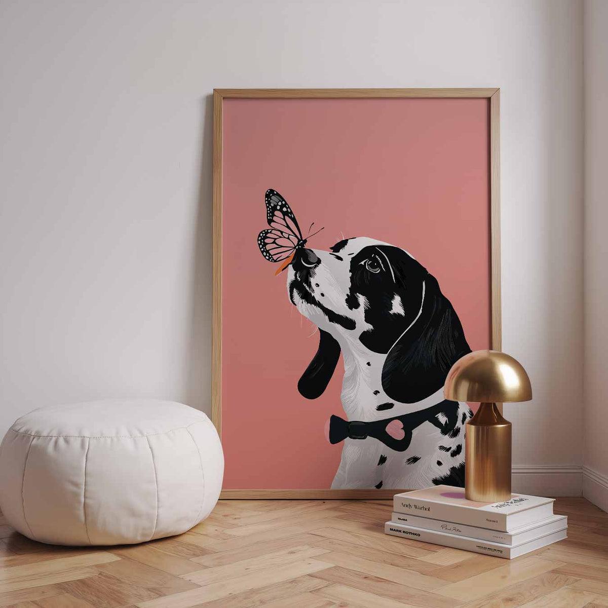 Vrolijke Dalmatiër Met Vlinder – dieren poster in staand formaat