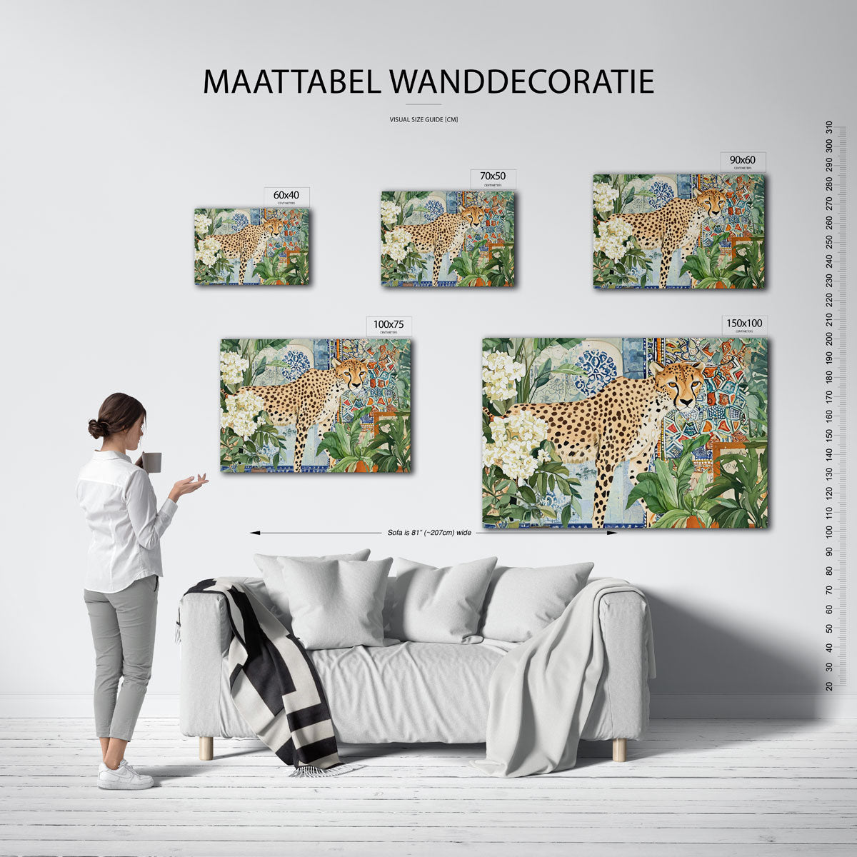 Luipaard en patronen – kunstwerk op canvas, dibond of plexiglas