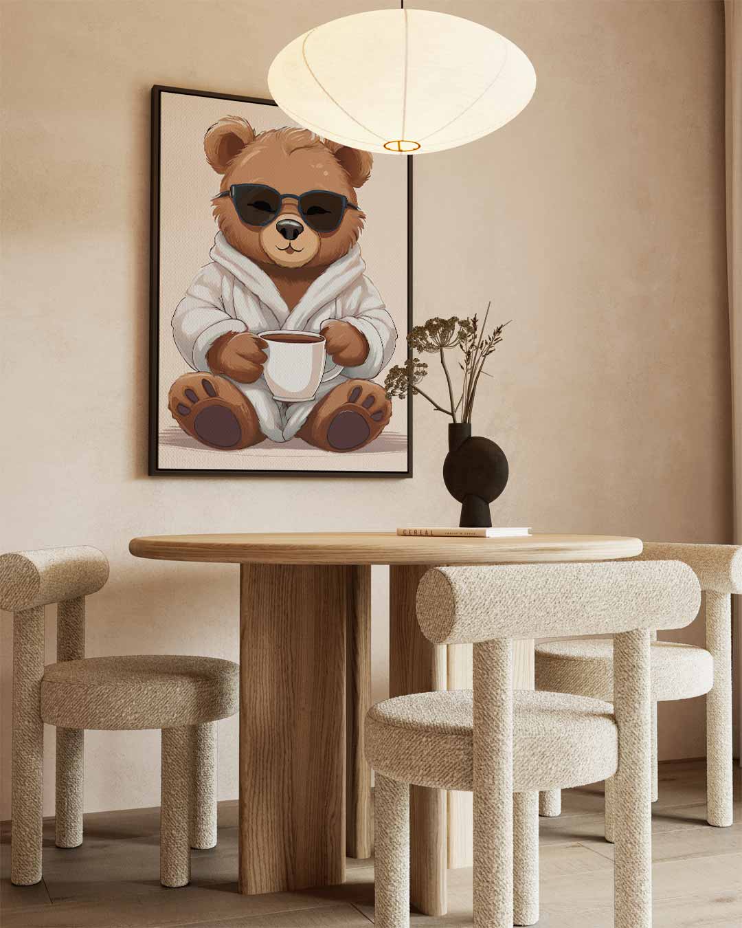 Relaxte Beer met Koffie – staand kunstwerk voor modern interieur