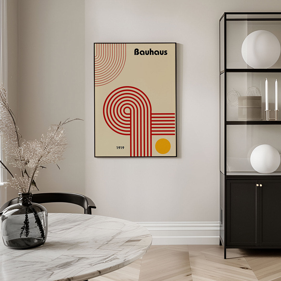 Lijnen en vormen – geometrische Bauhaus poster in staand formaat