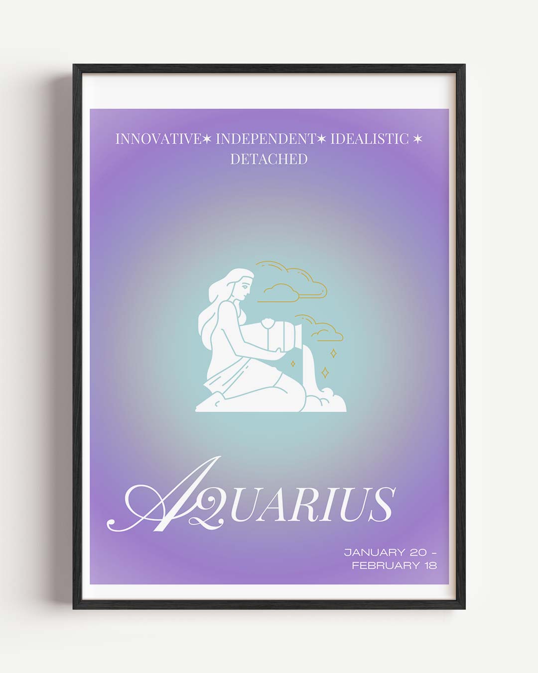 Stijlvolle Waterman Sterrenbeeld – mindful portret poster als wanddecoratie