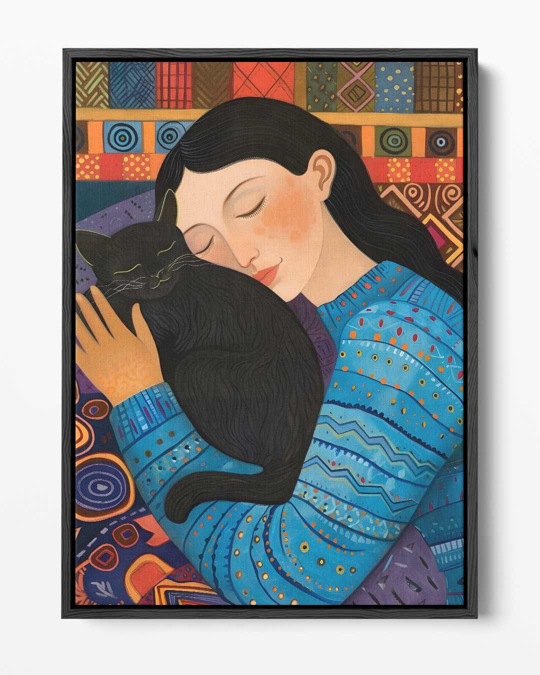 Knuffel met Kat – portret kunstwerk als wanddecoratie