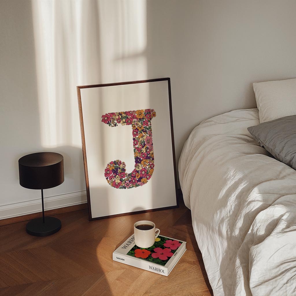 Bloemenschrift J – kinderposter in staand formaat