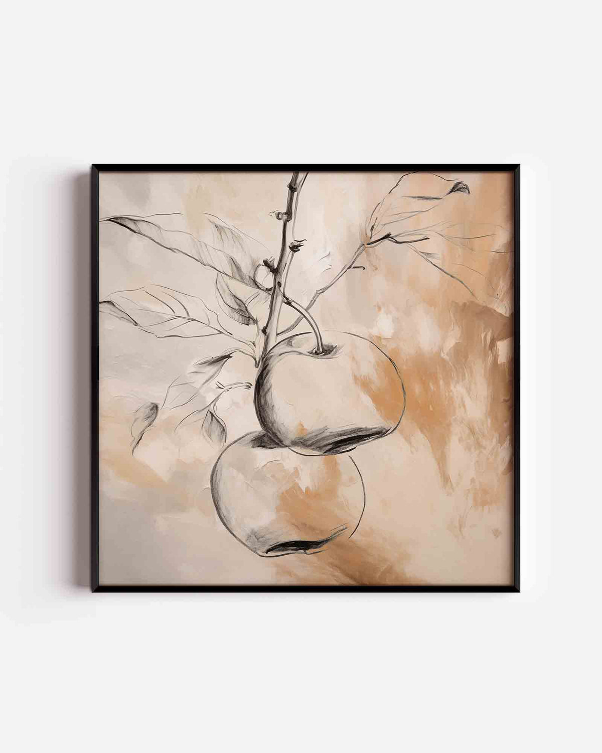 Twee appels aan tak – vierkante poster met kleur en vormen als wanddecoratie
