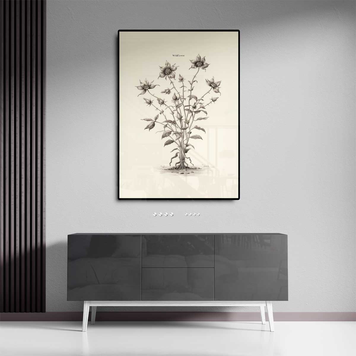 Sierlijke Wilde Bloem Illustratie – staand kunstwerk voor modern interieur