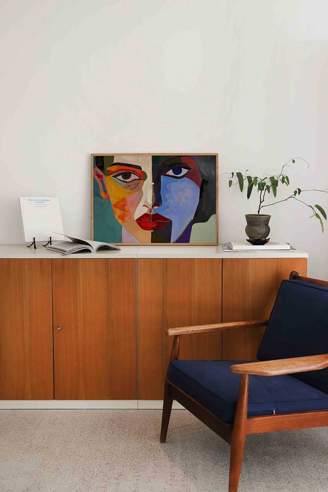 Abstract gezicht – moderne landscape wanddecoratie van WallArtistic