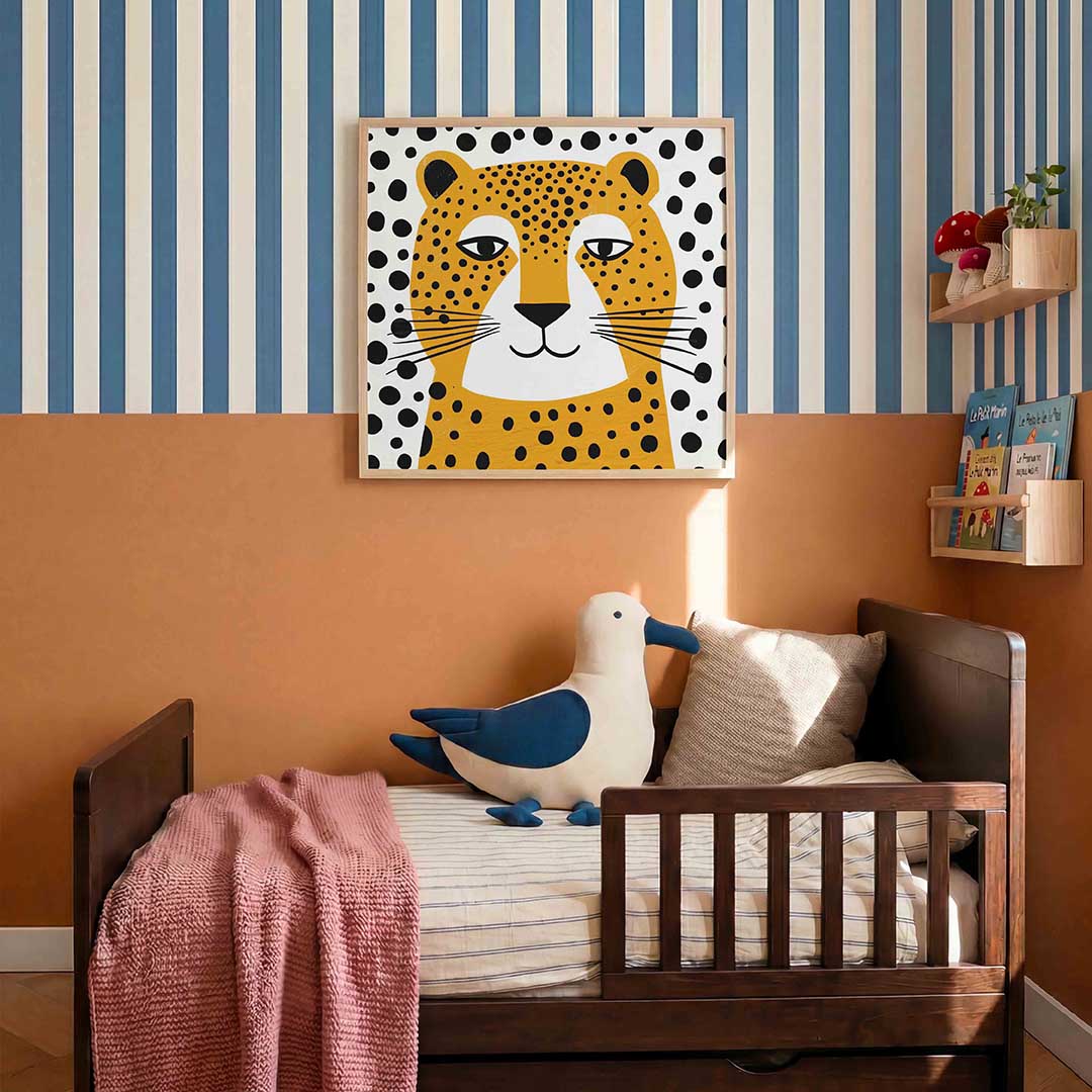 Luipaard portret – kids poster in vierkant formaat