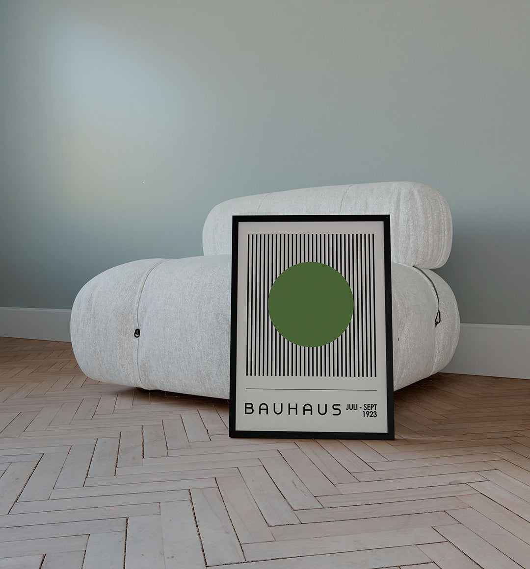 Lijnen en cirkel – staande Bauhaus poster voor aan de muur