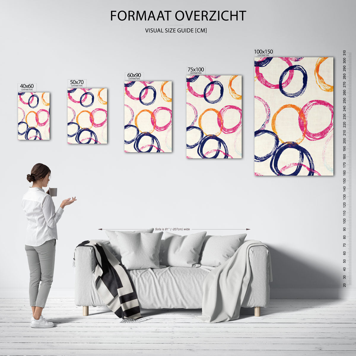 Kleurrijke cirkelpatronen – staand wanddecoratie kunstwerk