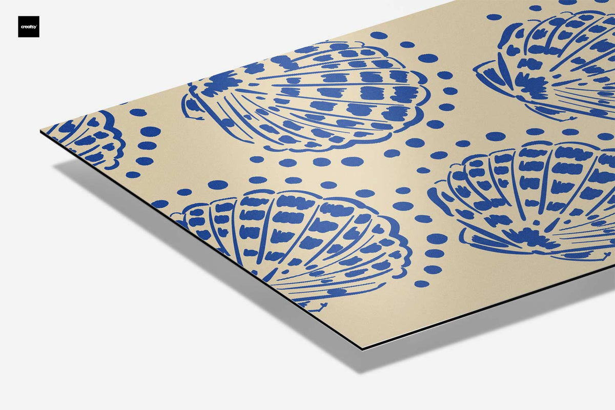 Blauwe Schelpenpatroon – canvas kunstwerk als wanddecoratie