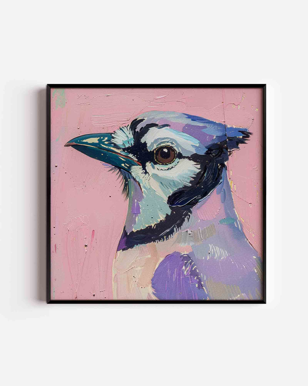 Vogel met roze achtergrond – jungle vierkante poster als wanddecoratie