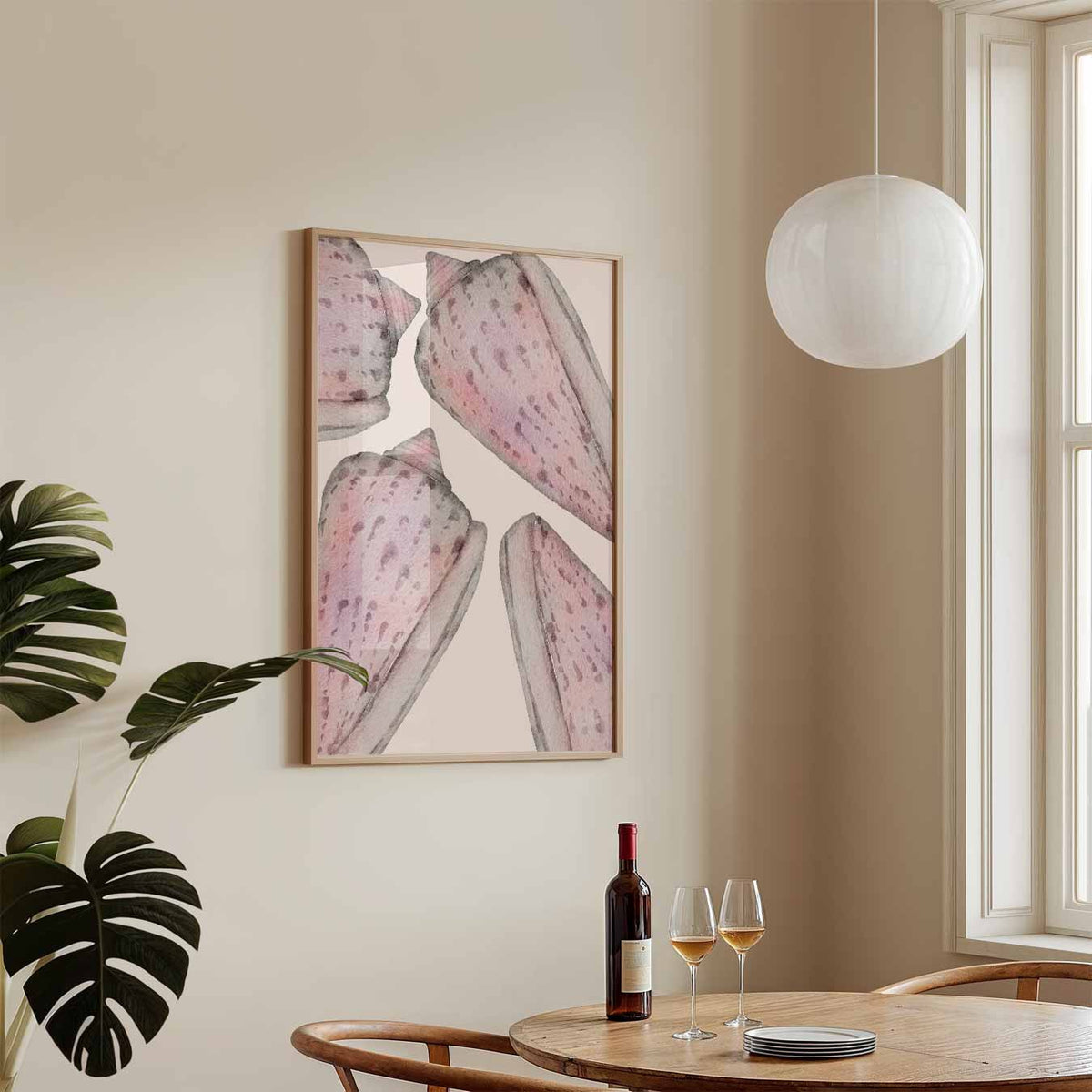 Beige Schelpen – zeedieren poster in staand formaat