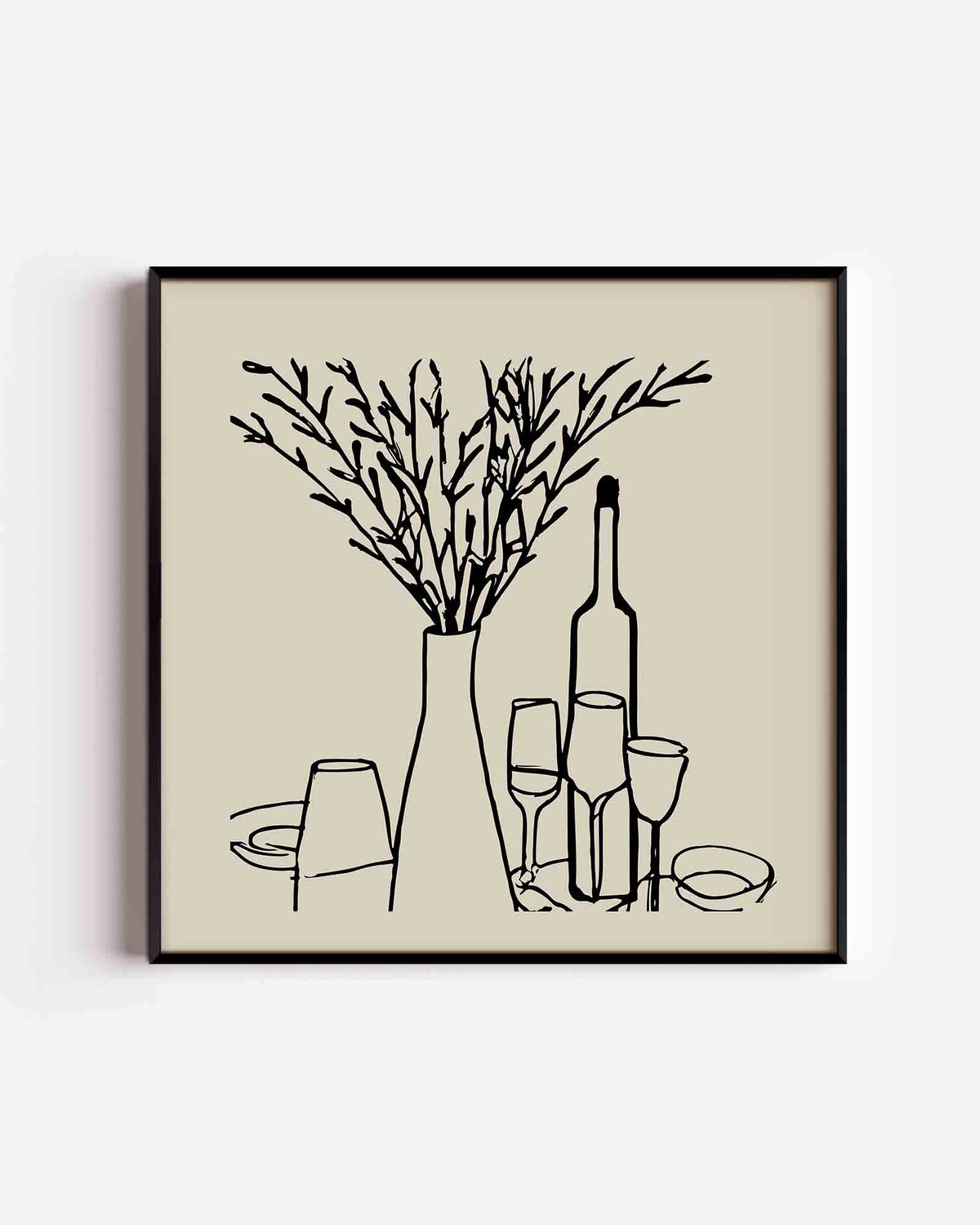 Takken en glazen – keuken vierkante poster als wanddecoratie