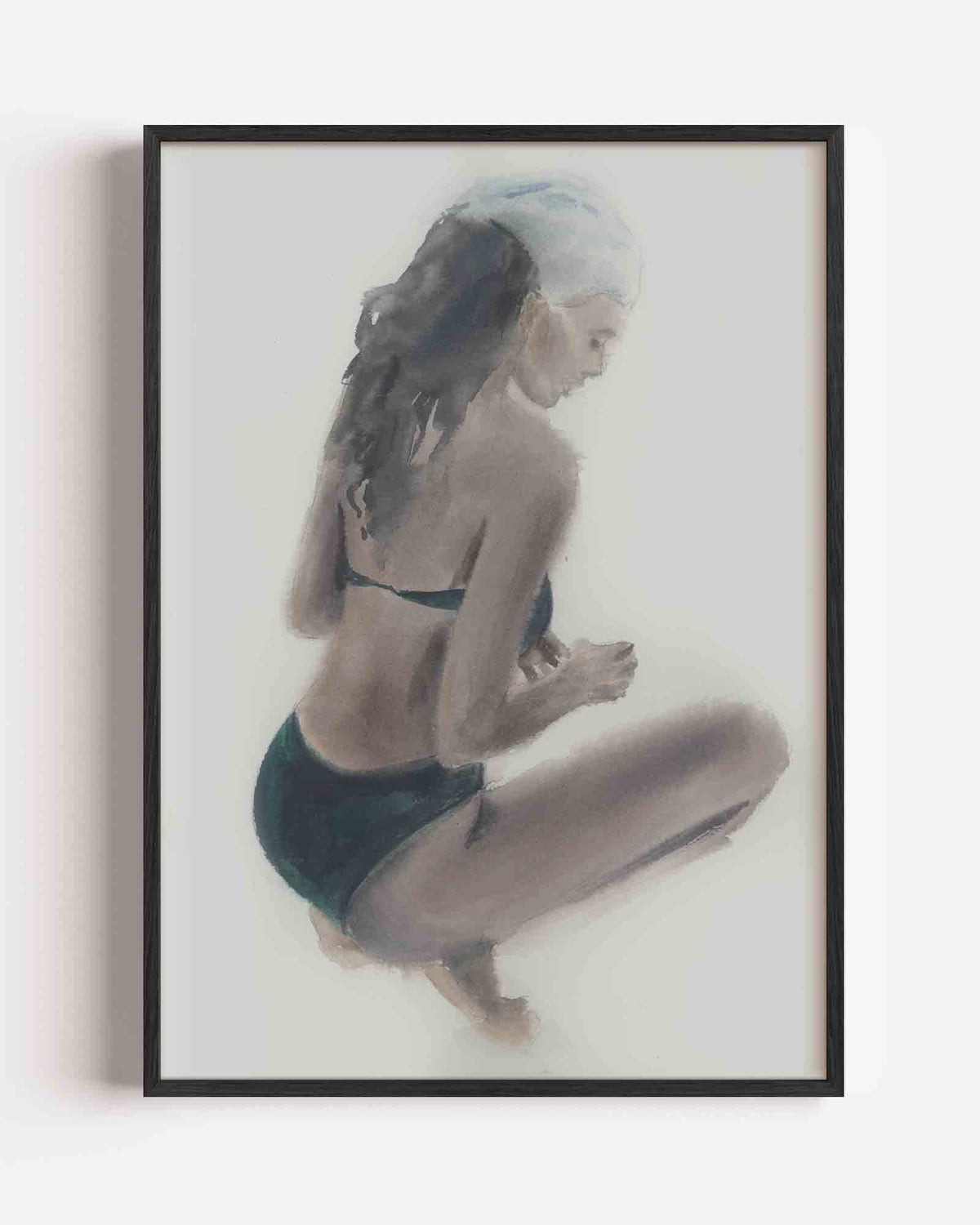 Zittende zwemmer – Élan Féminin portret poster als wanddecoratie