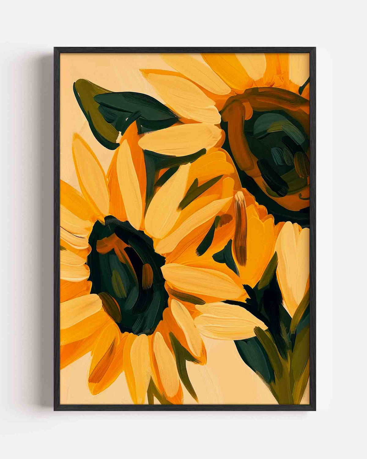 Zonnebloemen – kleurrijke illustratie portret poster als wanddecoratie