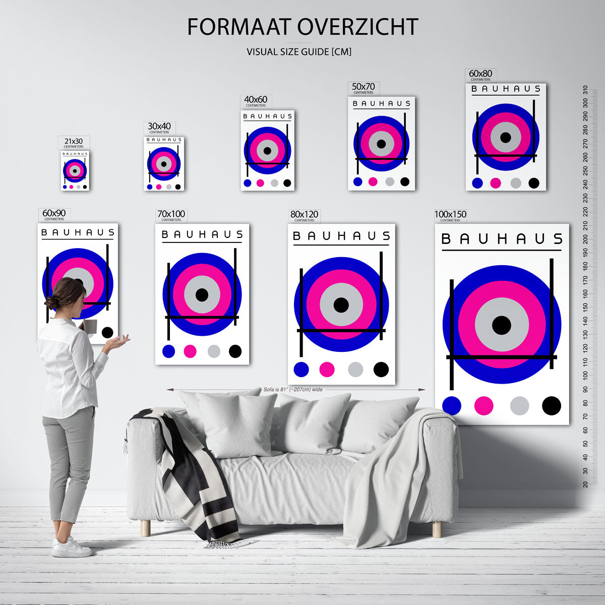 Cirkel en lijnen – geometrische poster in Bauhaus-stijl van WallArtistic