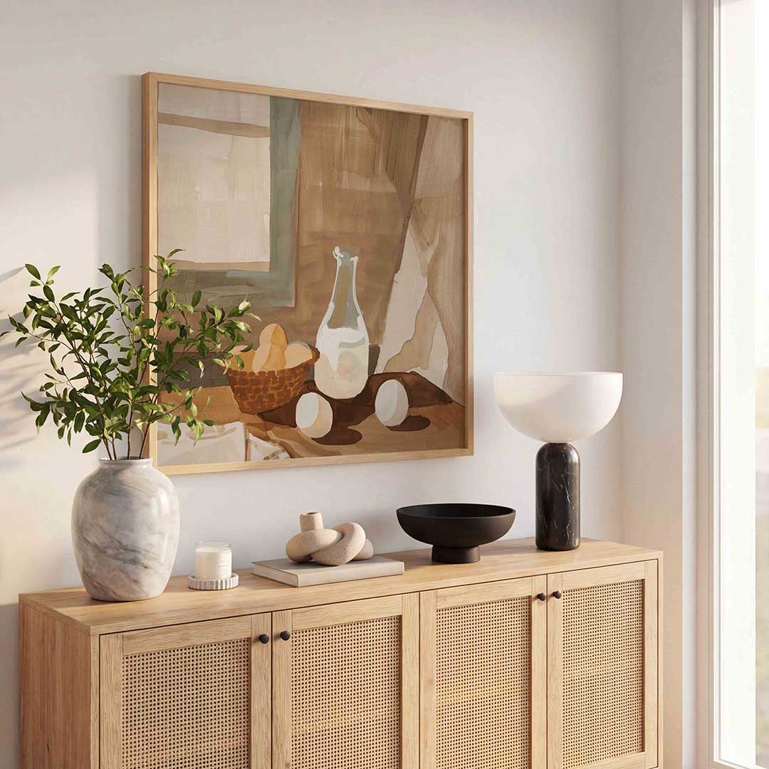 Stilleven met eieren – kunst en design poster in vierkant formaat