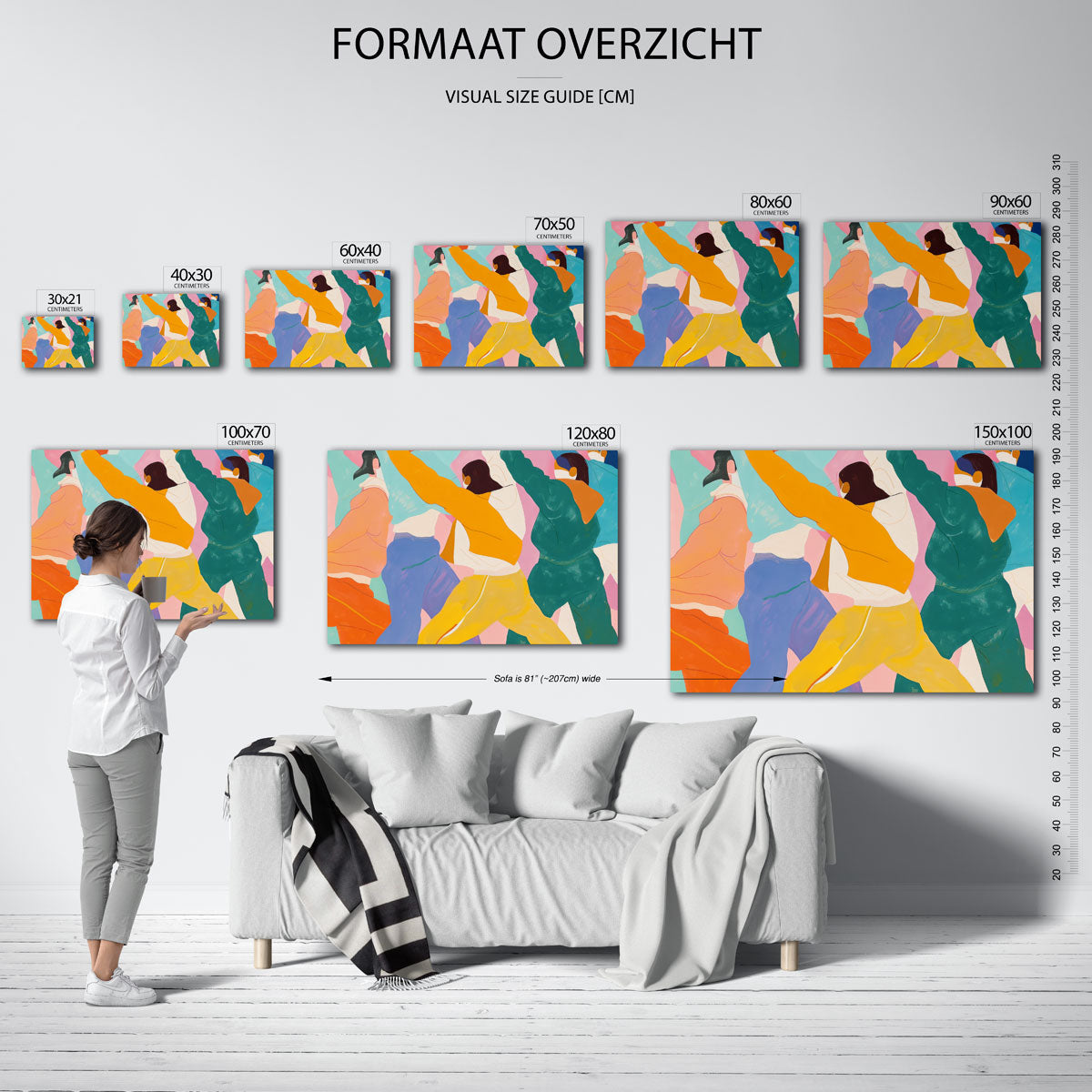 Dansende figuren – landscape muurposter met eigentijdse illustratie
