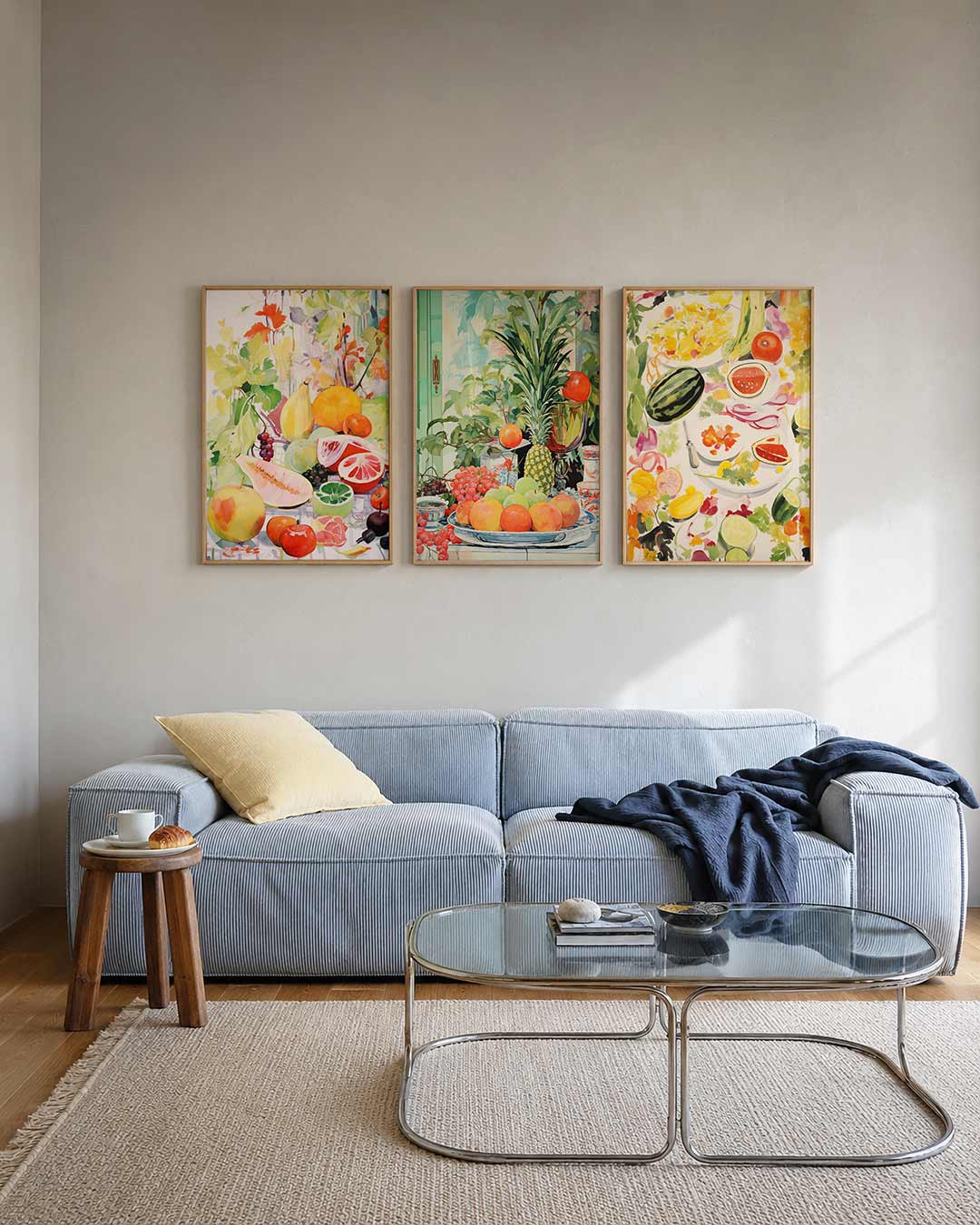 Vruchten en bladeren posterset – tweede productweergave – deze kleurrijke compositie toont een overvloed aan fruit en